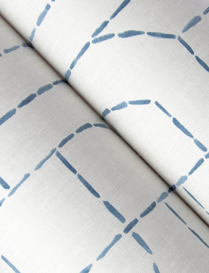 Integrity Blue Arched Outlines Wallpaper - Brewster Wallcovering