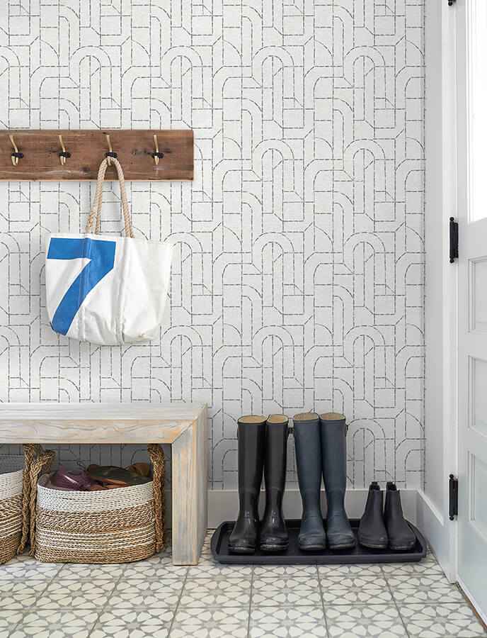 Integrity Grey Arched Outlines Wallpaper - York Wallcoverings - 4146-27223 - York Wallcoverings Wallpaper