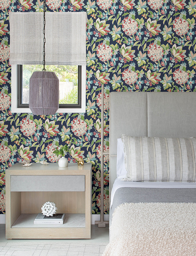 Valdivian Fuchsia Floral Wallpaper - Brewster Wallcovering