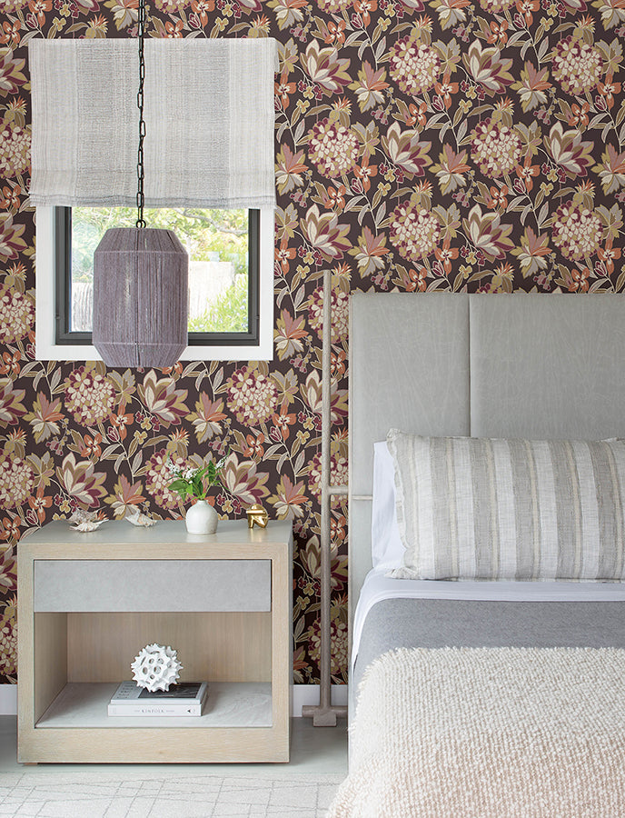 Valdivian Honey Floral Wallpaper - Brewster Wallcovering