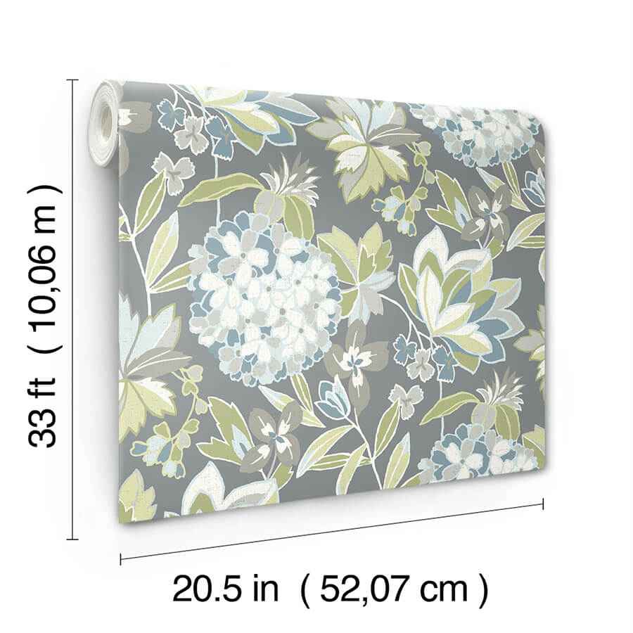 Valdivian Aqua Floral Wallpaper - York Wallcoverings - 4146-27227 - York Wallcoverings Wallpaper