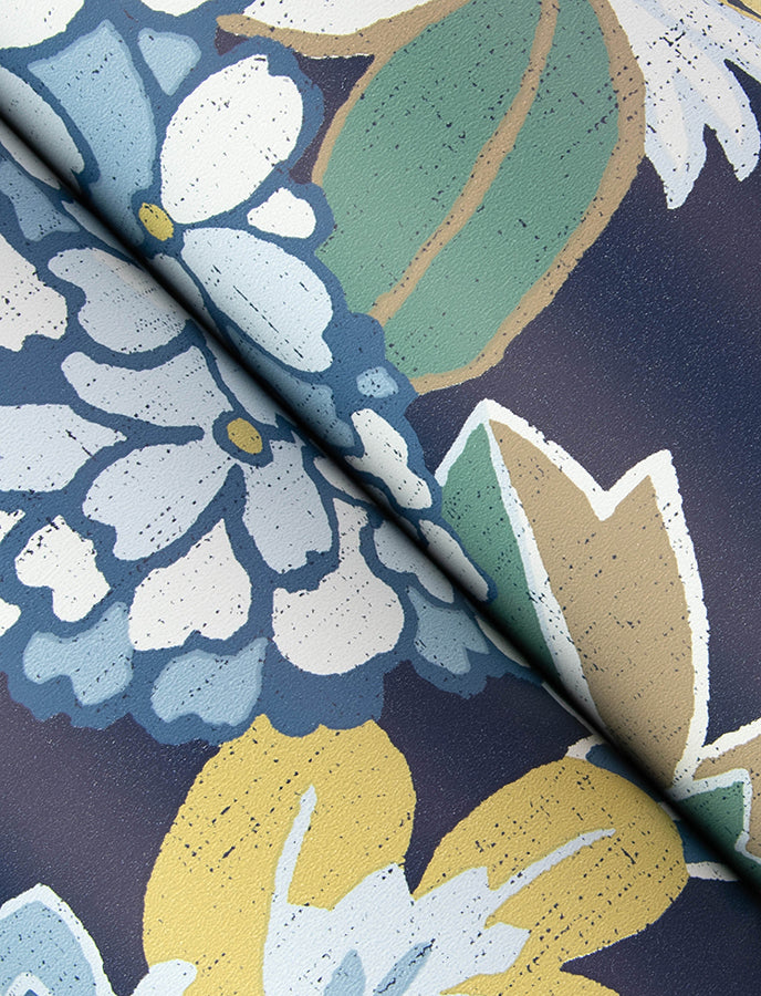 Valdivian Indigo Floral Wallpaper  | Brewster Wallcovering - The WorkRm