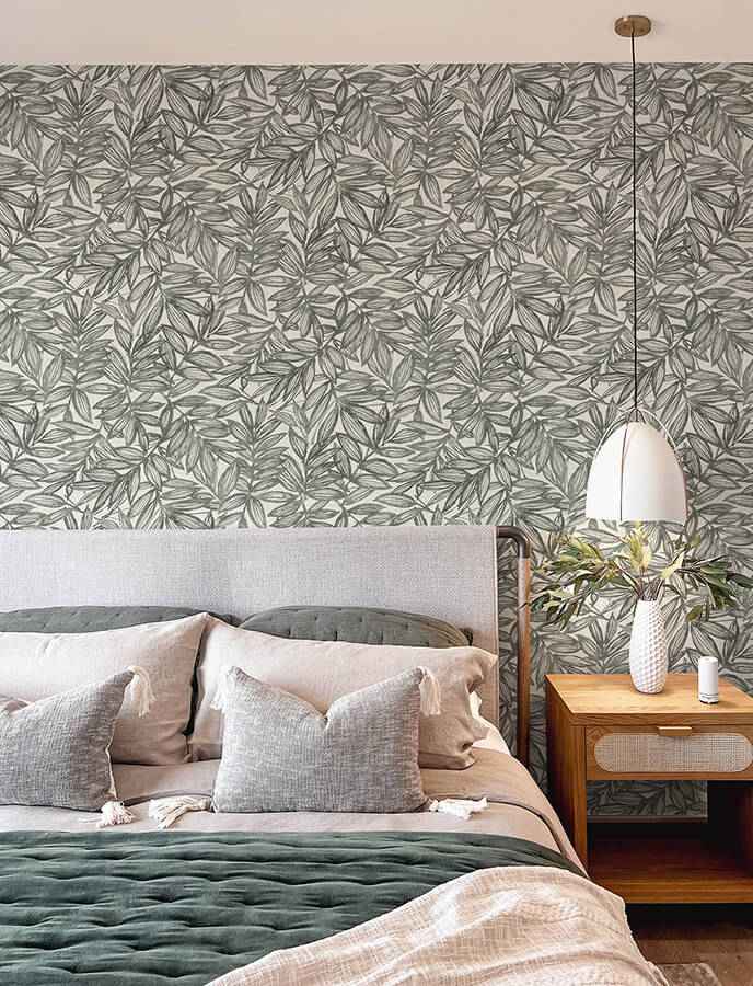 Rhythmic Charcoal Leaf Wallpaper - York Wallcoverings - 4146-27229 - York Wallcoverings Wallpaper