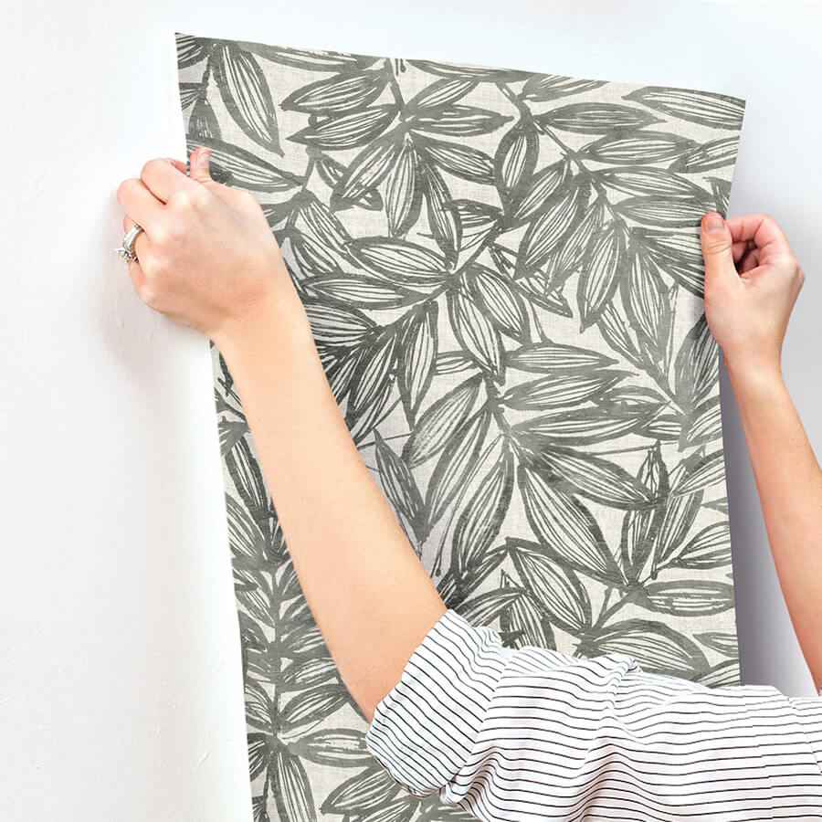 Rhythmic Charcoal Leaf Wallpaper - York Wallcoverings - 4146-27229 - York Wallcoverings Wallpaper