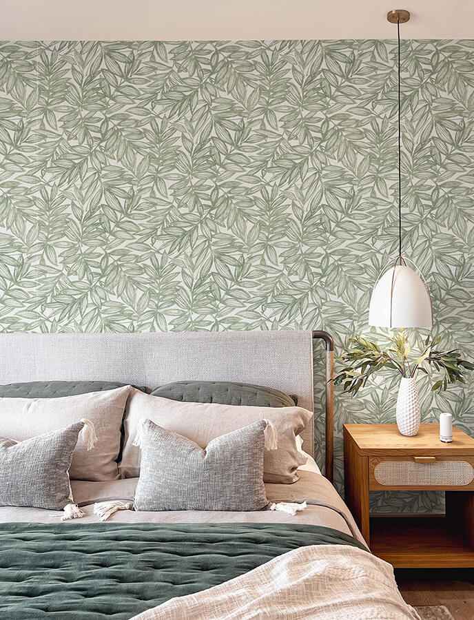 Rhythmic Sage Leaf Wallpaper - York Wallcoverings - 4146-27231 - York Wallcoverings Wallpaper