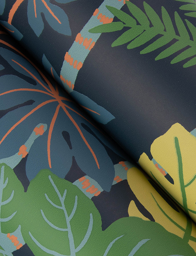 Caspian Navy Jungle Prowl Wallpaper  | Brewster Wallcovering - The WorkRm