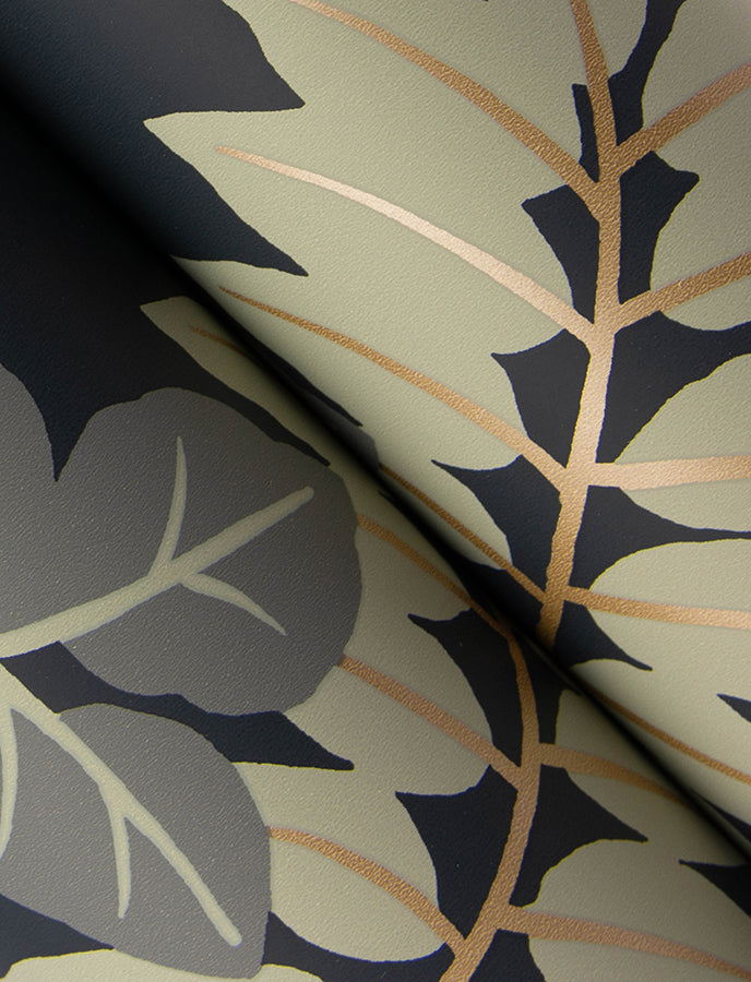 Caspian Charcoal Jungle Prowl Wallpaper  | Brewster Wallcovering - The WorkRm