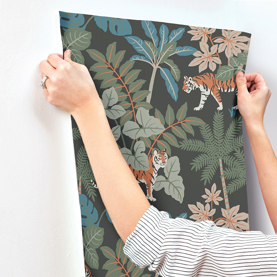 Caspian Grey Jungle Prowl Wallpaper  | Brewster Wallcovering - The WorkRm