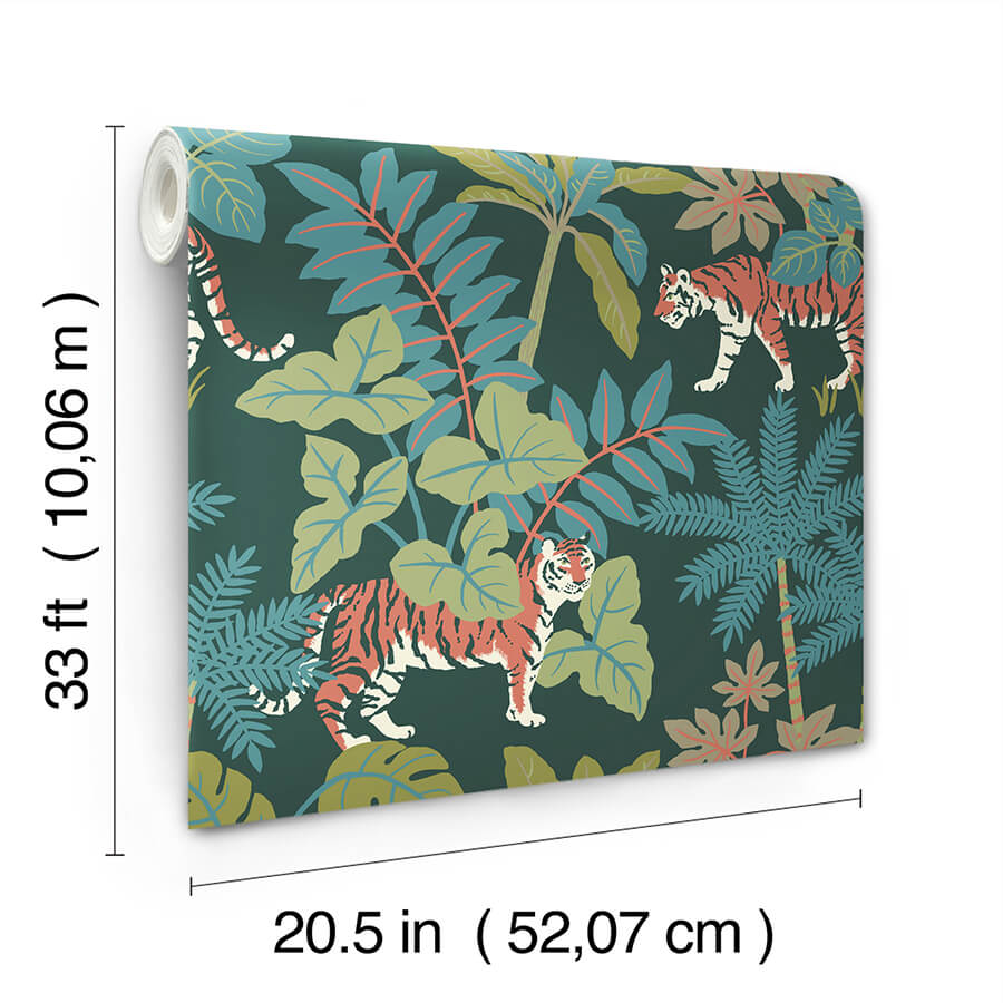 Caspian Evergreen Jungle Prowl Wallpaper - York Wallcoverings - 4146-27251 - York Wallcoverings Wallpaper