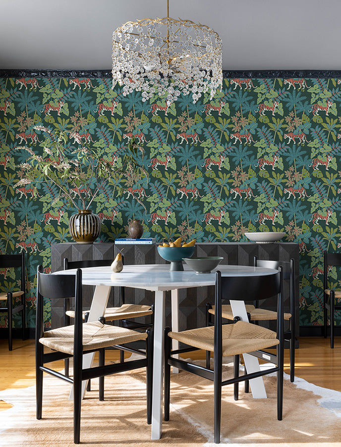 Caspian Evergreen Jungle Prowl Wallpaper  | Brewster Wallcovering - The WorkRm