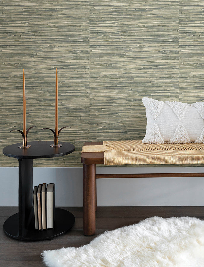 Exhale Moss Woven Faux Grasscloth Wallpaper  | Brewster Wallcovering - The WorkRm