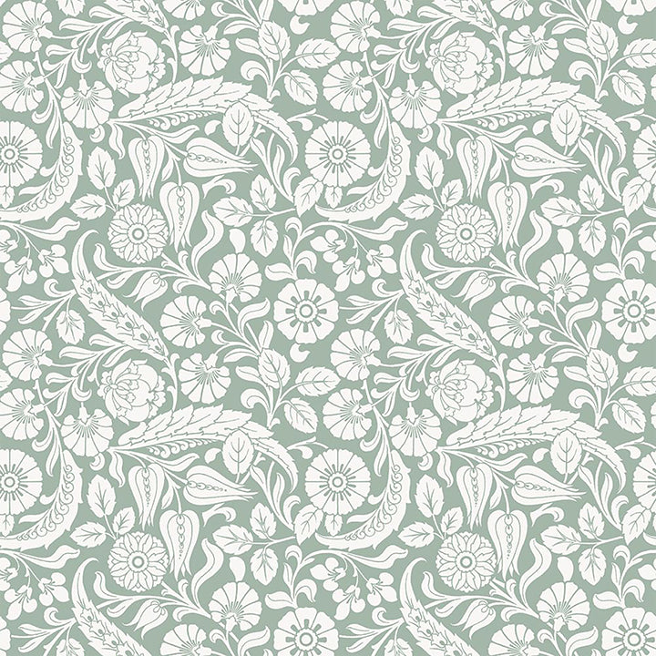 Picture of Cordelia Green Baroque Blooms Wallpaper