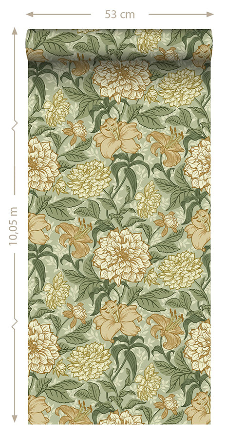 Persephone Yellow Spring Blossoms Wallpaper - Brewster Wallcovering