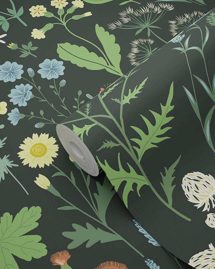 Letitia Black Summer Meadows Wallpaper - Brewster Wallcovering