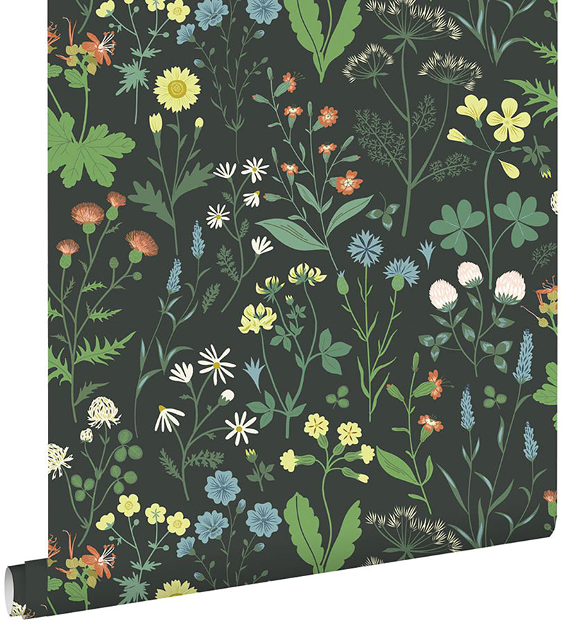 Letitia Black Summer Meadows Wallpaper  | Brewster Wallcovering