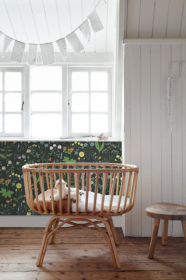 Letitia Black Summer Meadows Wallpaper - Brewster Wallcovering