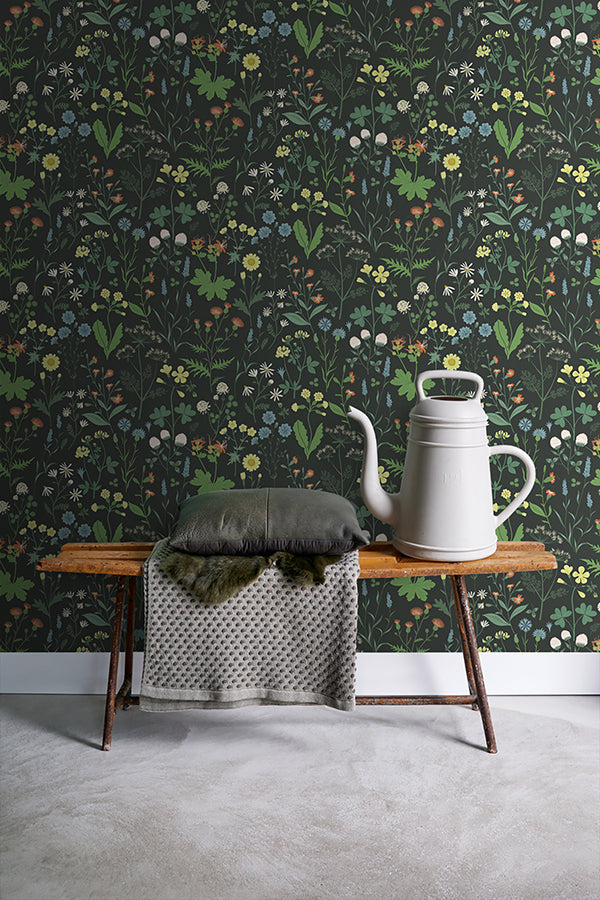 Letitia Black Summer Meadows Wallpaper - Brewster Wallcovering