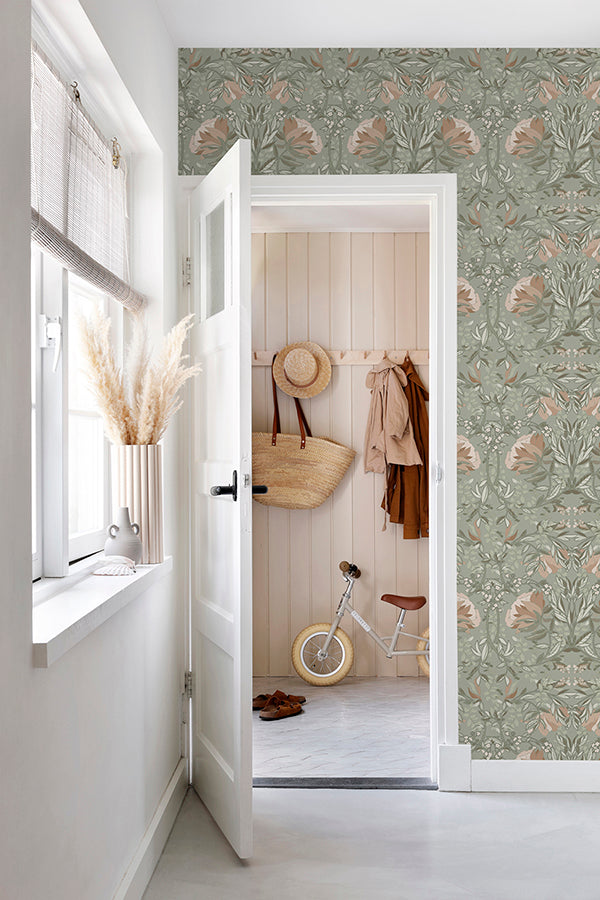 ester-sage-nouveau-blooms-wallpaper-york-wallcoverings-dd139419 - York Wallcoverings Wallpaper