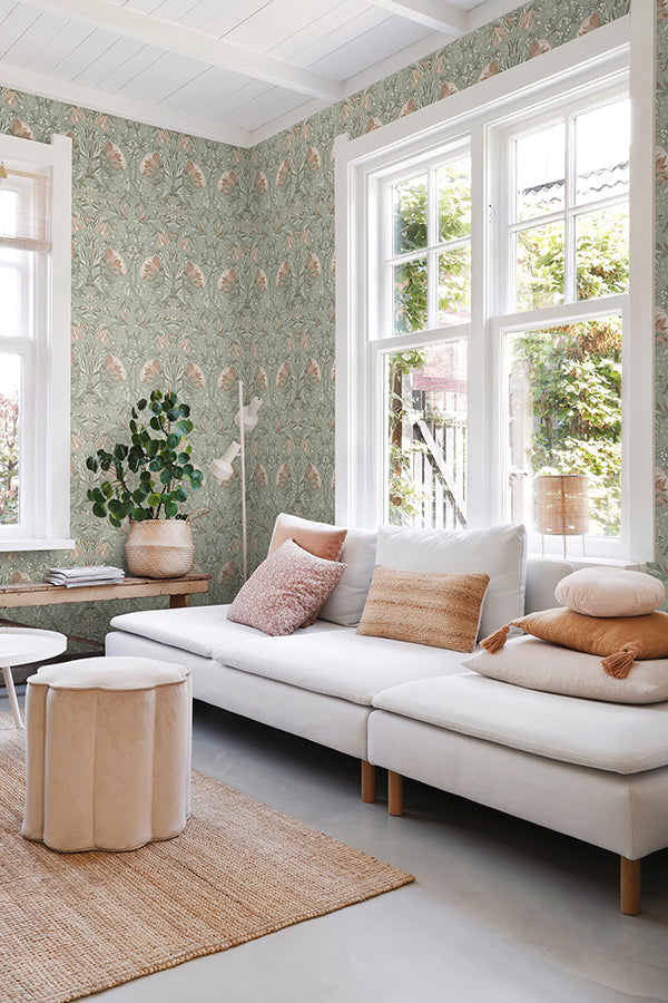 ester-sage-nouveau-blooms-wallpaper-york-wallcoverings-dd139419 - York Wallcoverings Wallpaper