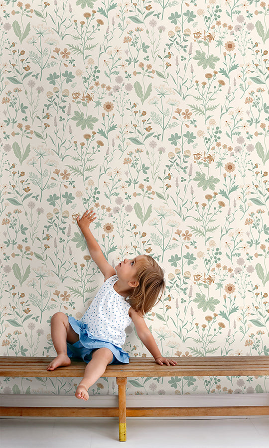 Letitia Cream Summer Meadows Wallpaper  | Brewster Wallcovering