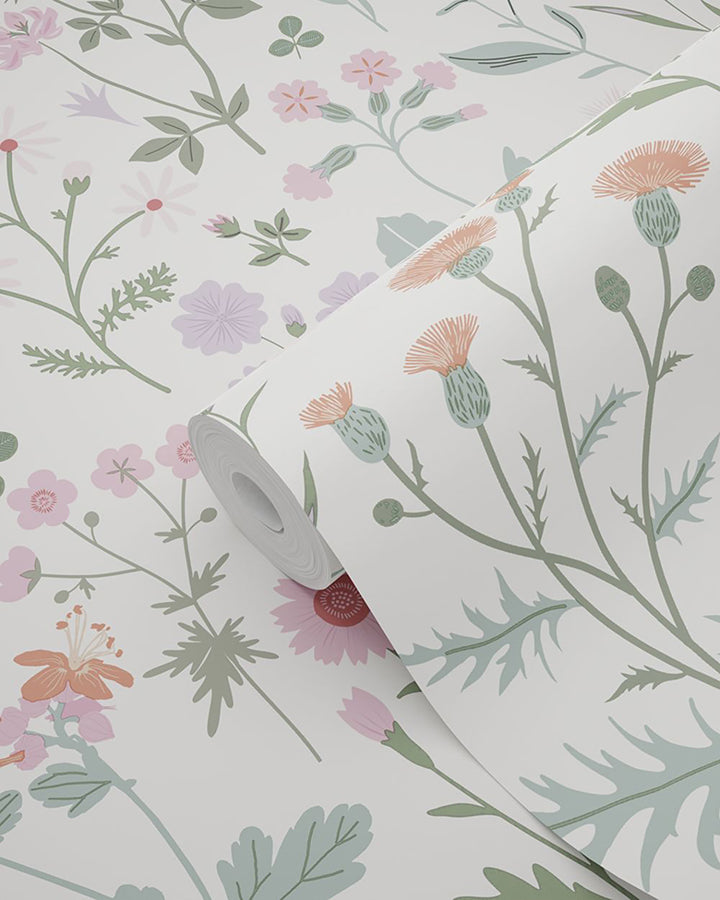 Letitia Purple Summer Meadows Wallpaper - Brewster Wallcovering