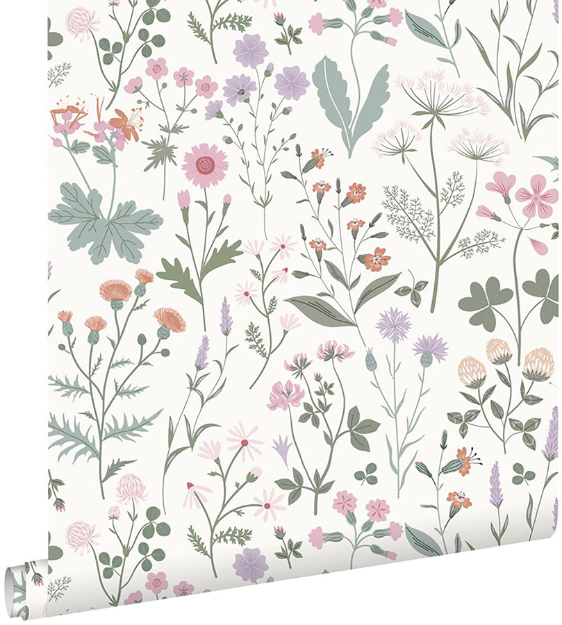 Letitia Purple Summer Meadows Wallpaper - Brewster Wallcovering