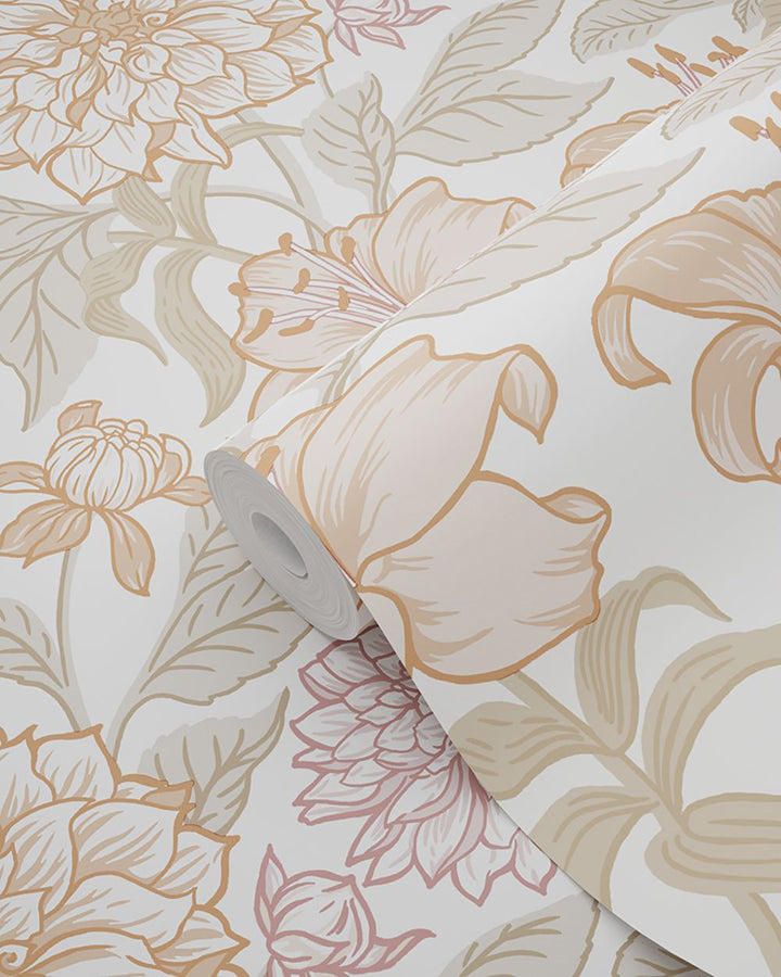 Persephone Pastel Spring Blossoms Wallpaper - Brewster Wallcovering