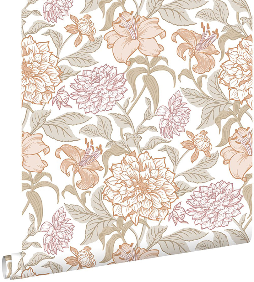 Persephone Pastel Spring Blossoms Wallpaper - Brewster Wallcovering