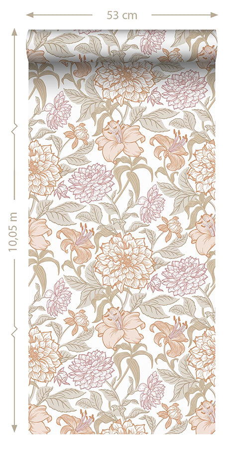 Persephone Pastel Spring Blossoms Wallpaper - Brewster Wallcovering