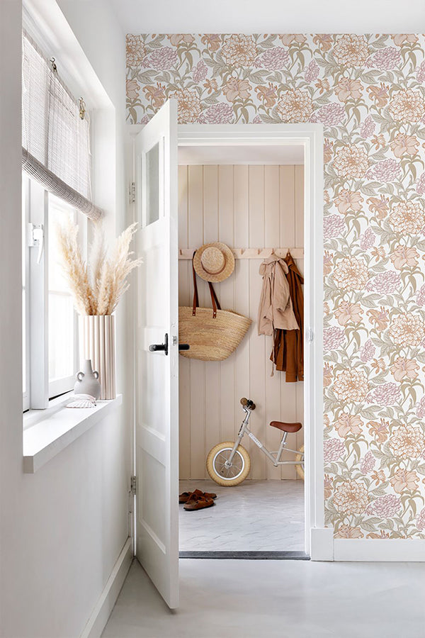 Persephone Pastel Spring Blossoms Wallpaper - Brewster Wallcovering