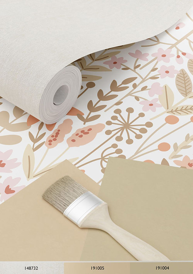 Eudora Pink Prairie Petals Wallpaper - Brewster Wallcovering