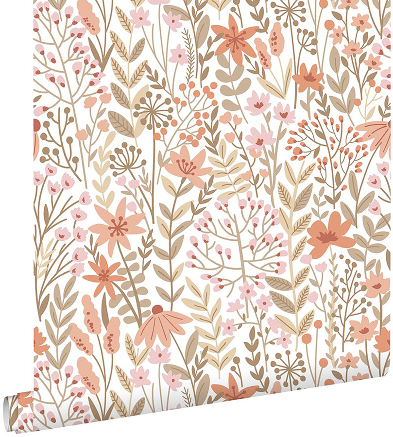 Eudora Pink Prairie Petals Wallpaper - Brewster Wallcovering