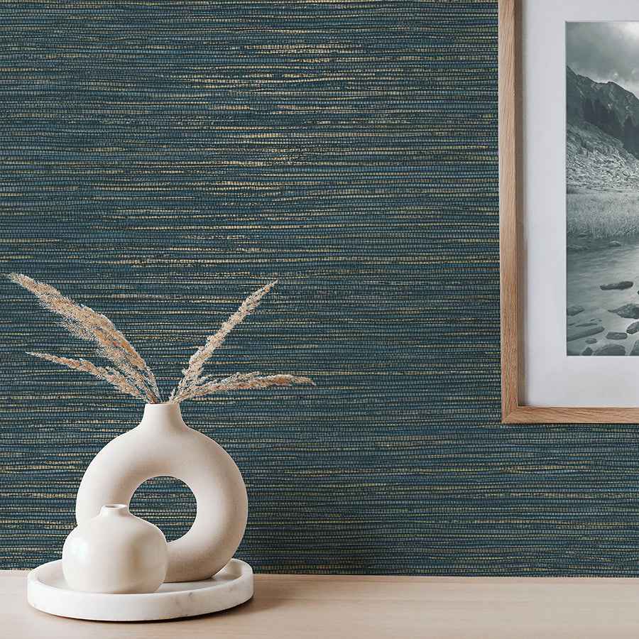 Fusion Navy Plain Wallpaper - York Wallcoverings - M1769 - York Wallcoverings Wallpaper