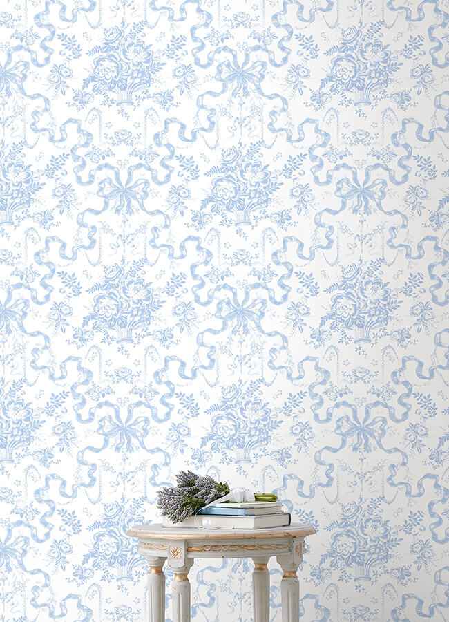Fairytale Blissful Blue Toile Wallpaper - York Wallcoverings - AST6272 - York Wallcoverings Wallpaper