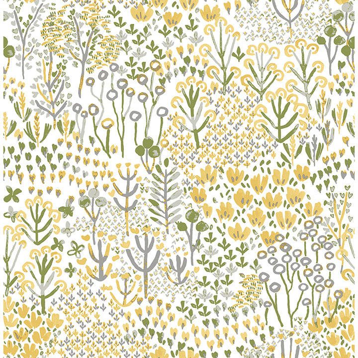 Picture of Flower Parade Yellow Peel and Stick Wallpaper