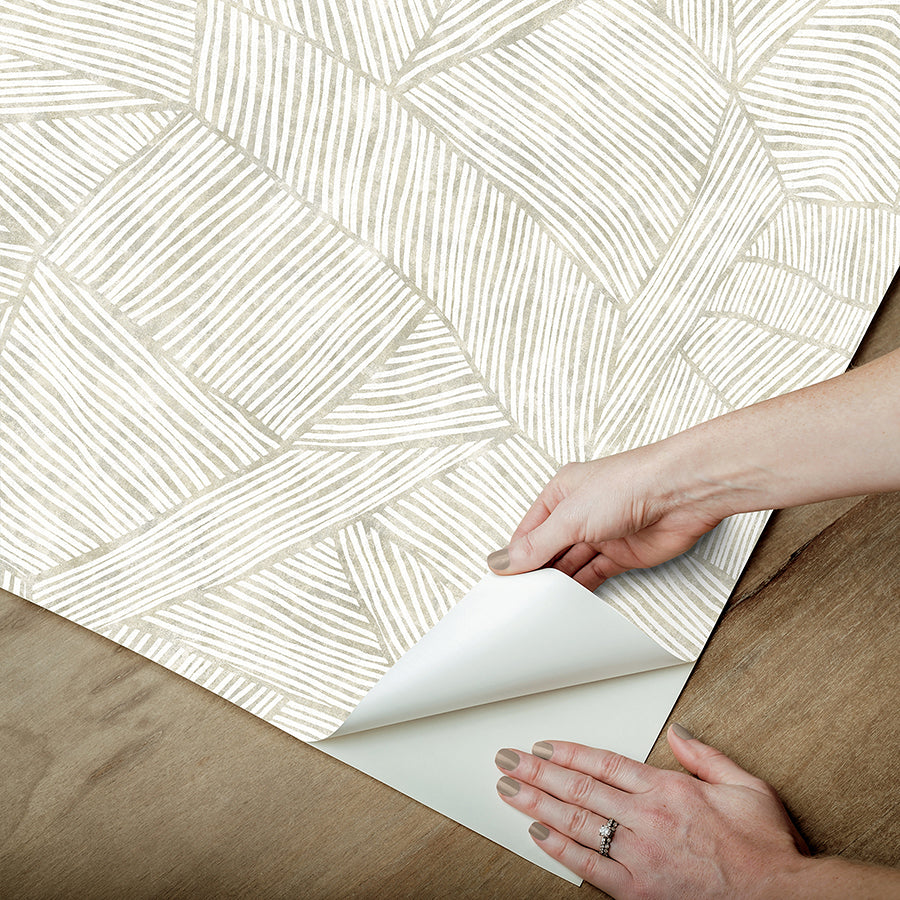 Zen Garden Cream Peel and Stick Wallpaper - Brewster Wallcovering