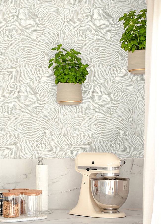 Zen Garden Cream Peel and Stick Wallpaper - Brewster Wallcovering