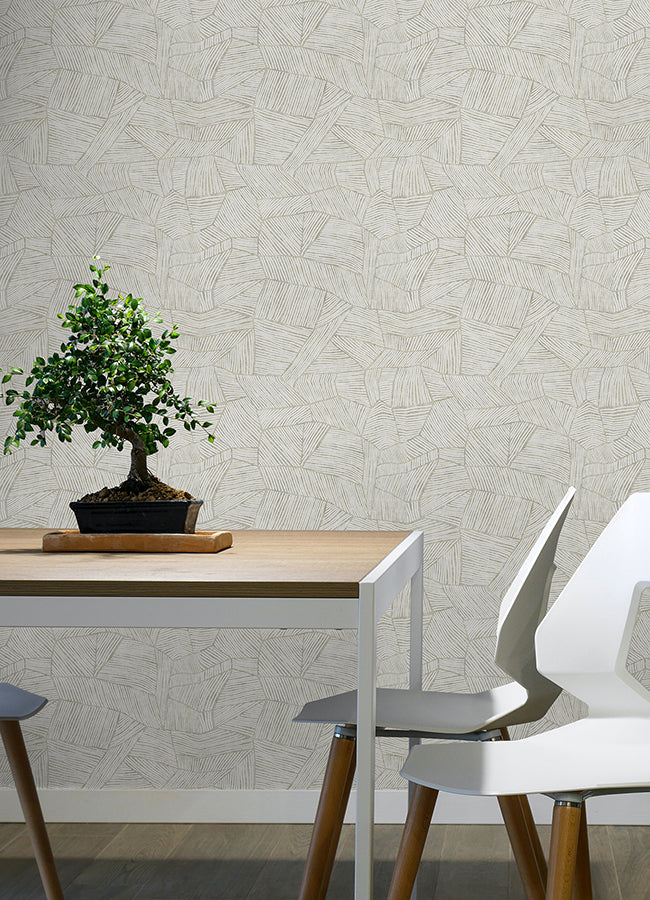 Zen Garden Cream Peel and Stick Wallpaper - Brewster Wallcovering