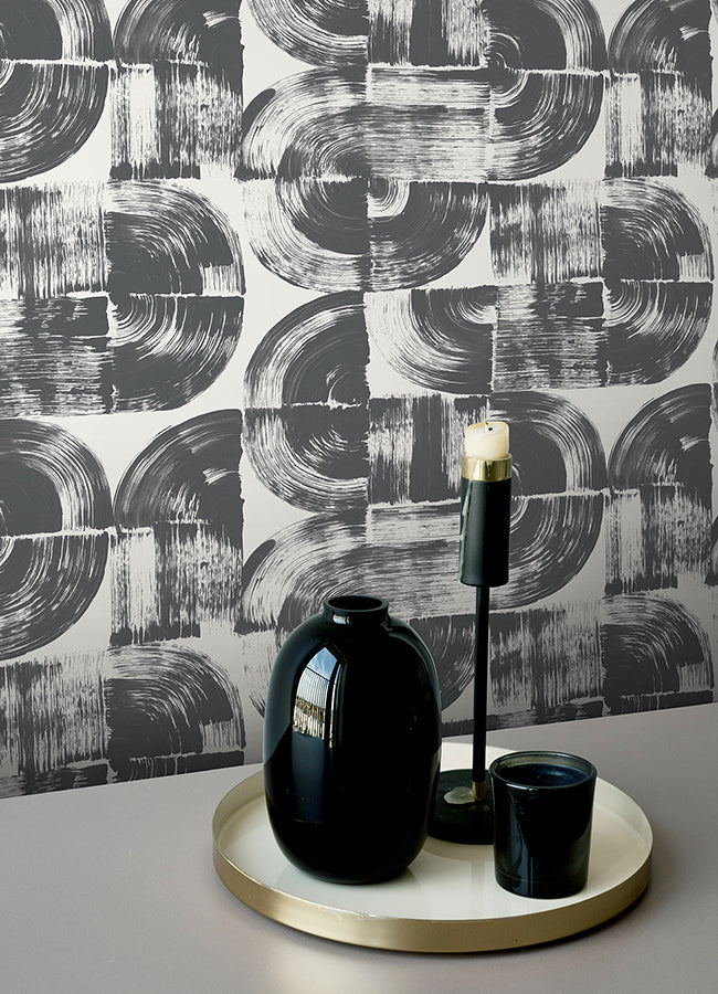 Elias Black Peel and Stick Wallpaper - Brewster Wallcovering