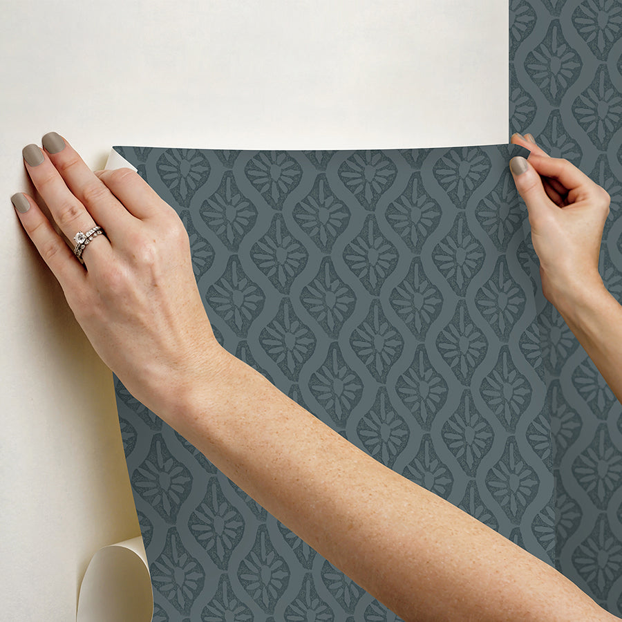 CLJ Nova Blue Smoke Peel and Stick Wallpaper - Brewster Wallcovering