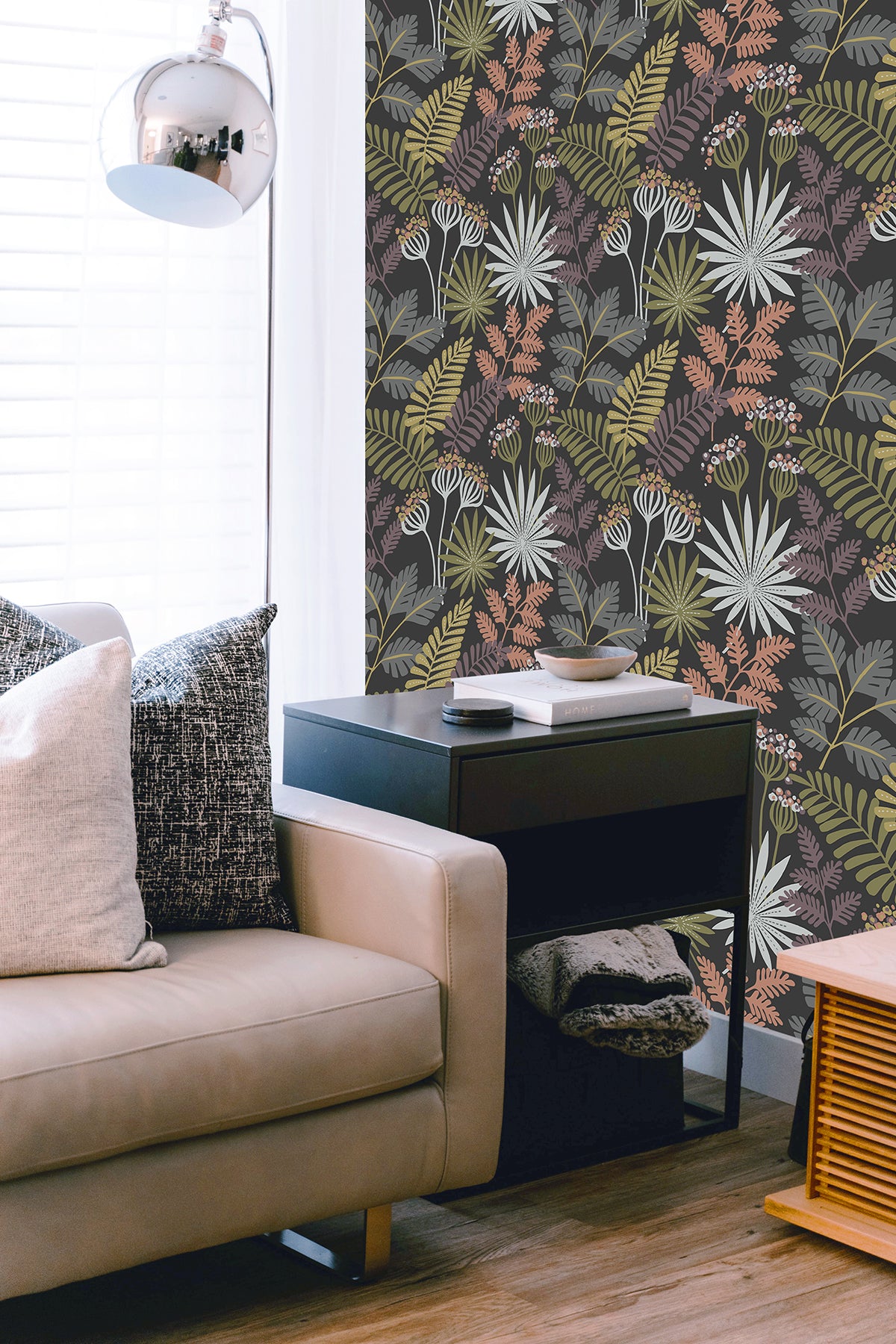 Marajo Black Peel and Stick Wallpaper - Brewster Wallcovering