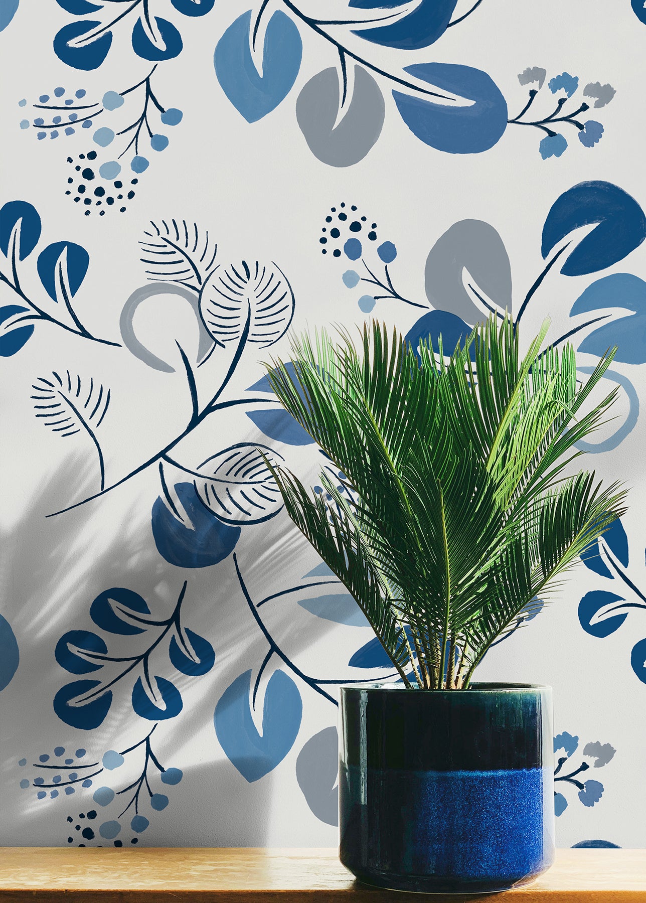 Roux Blue Peel and Stick Wallpaper - Brewster Wallcovering