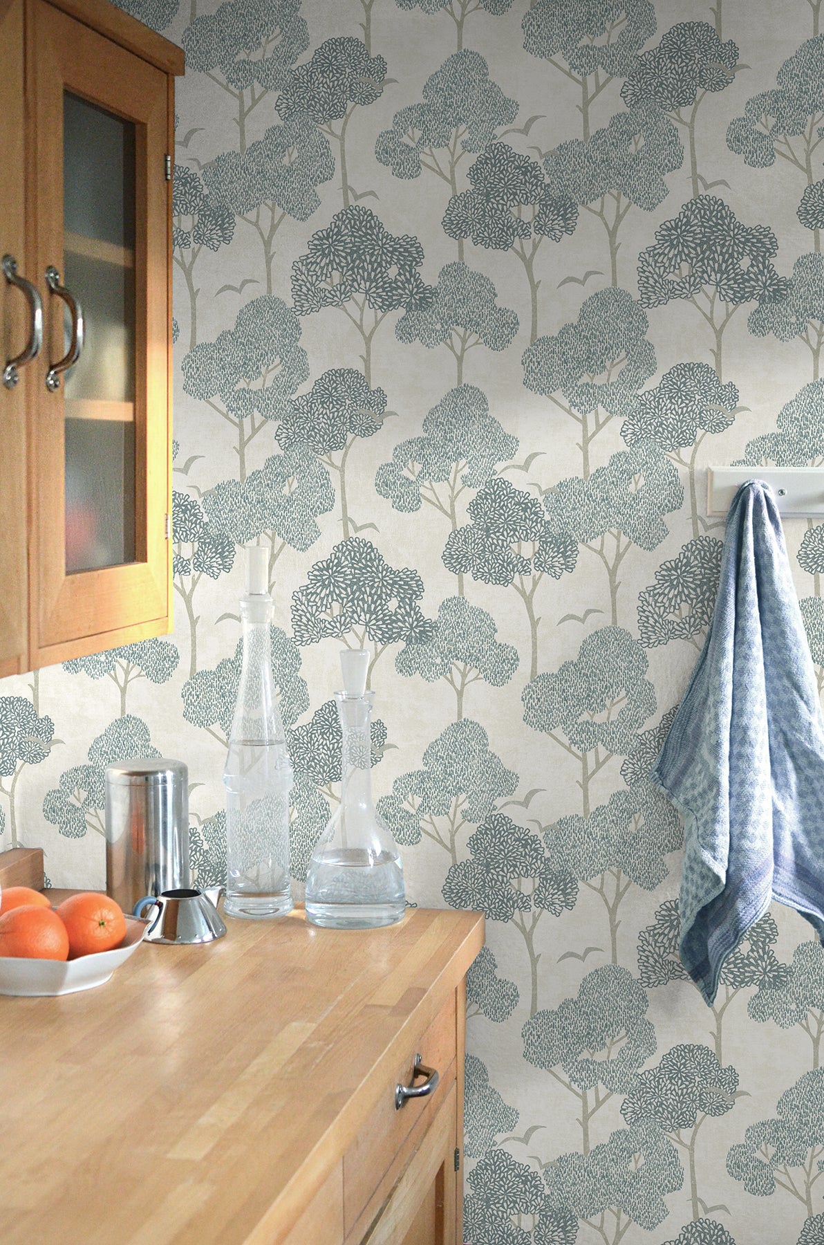 Millie Blue Peel and Stick Wallpaper - Brewster Wallcovering