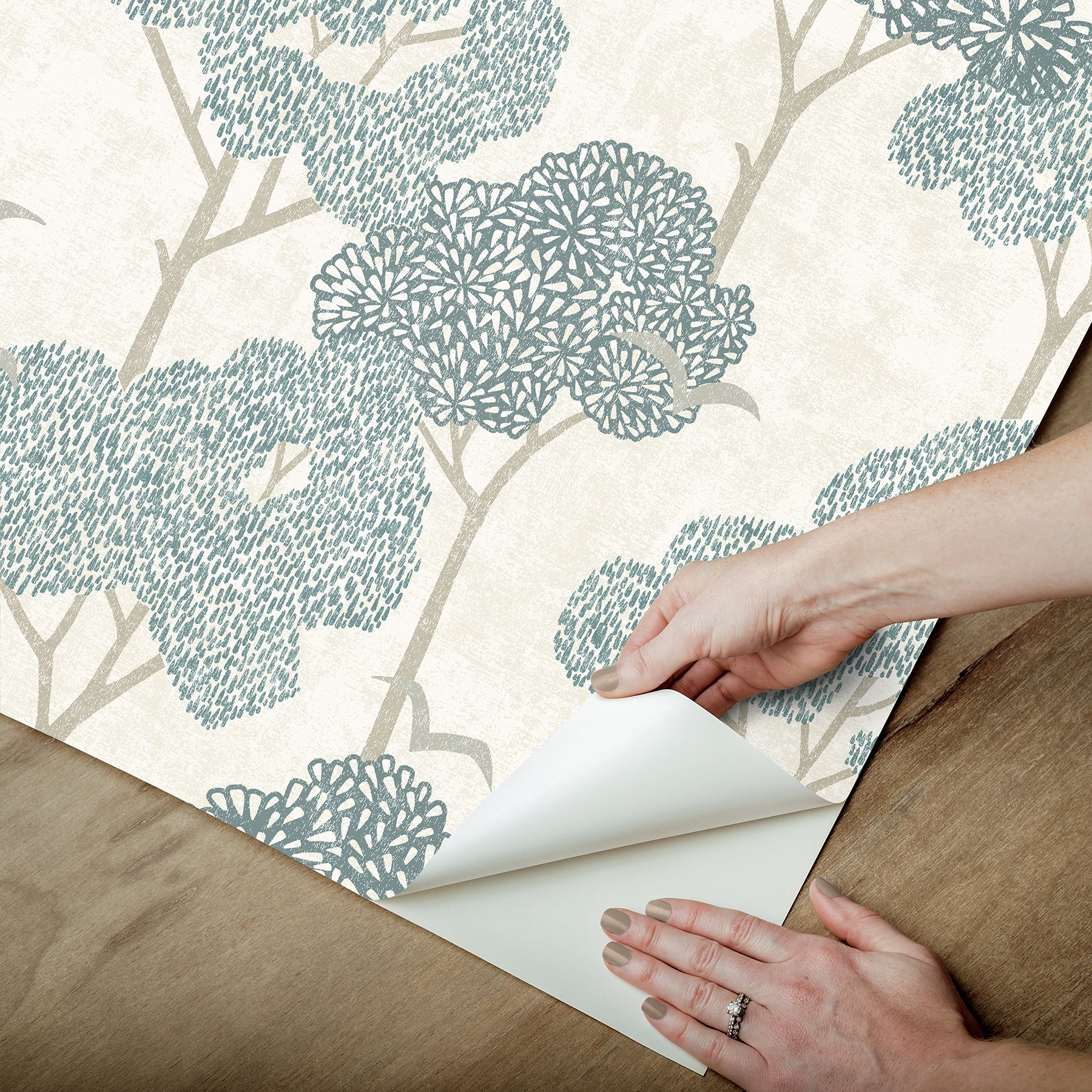 Millie Blue Peel and Stick Wallpaper - Brewster Wallcovering