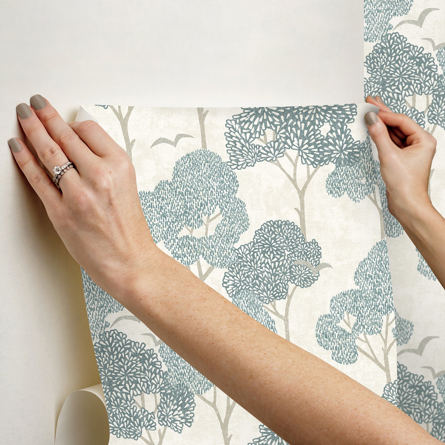 Millie Blue Peel and Stick Wallpaper - Brewster Wallcovering