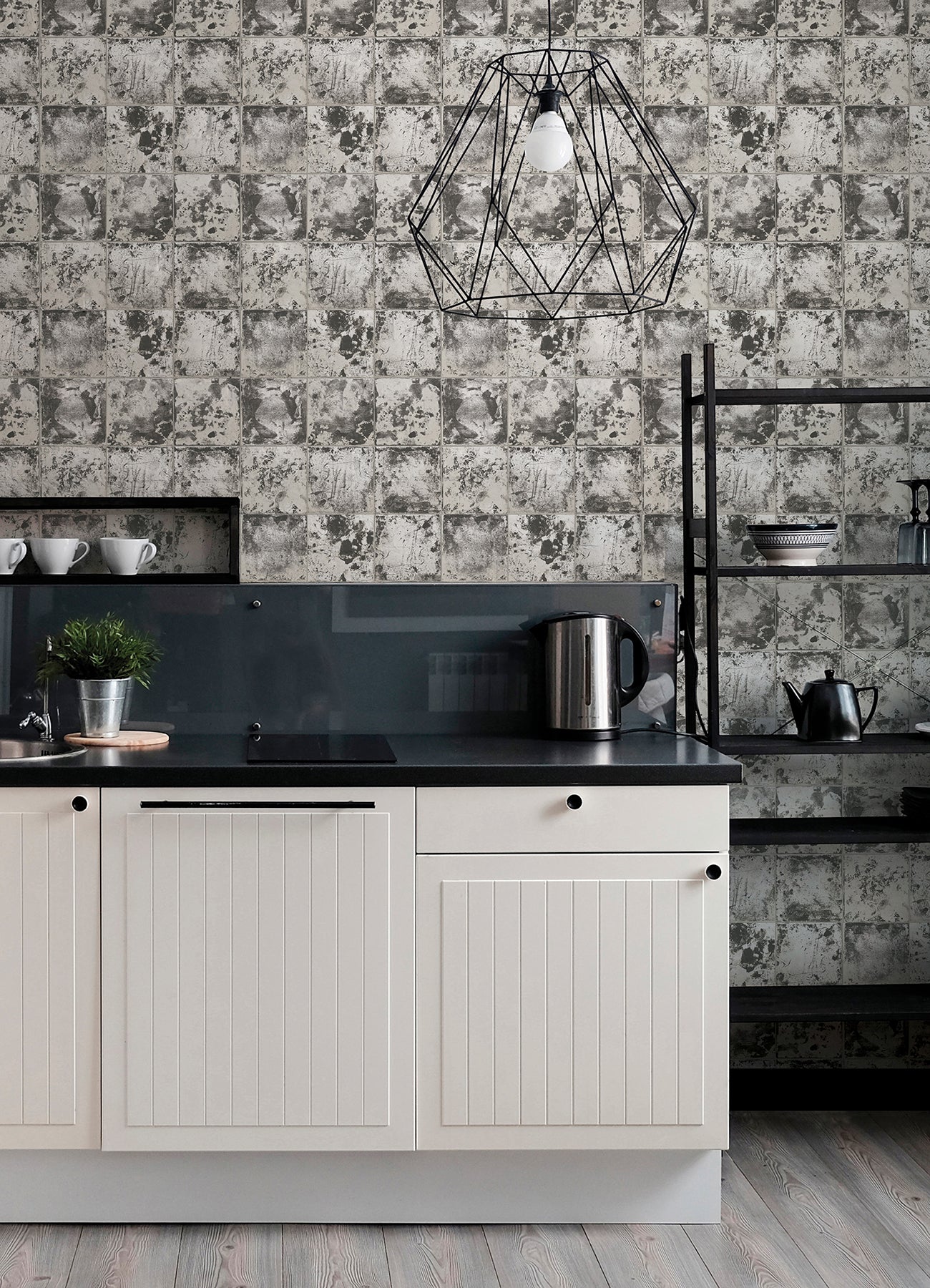 Charcoal Metal Sheet Peel and Stick Wallpaper - Brewster Wallcovering