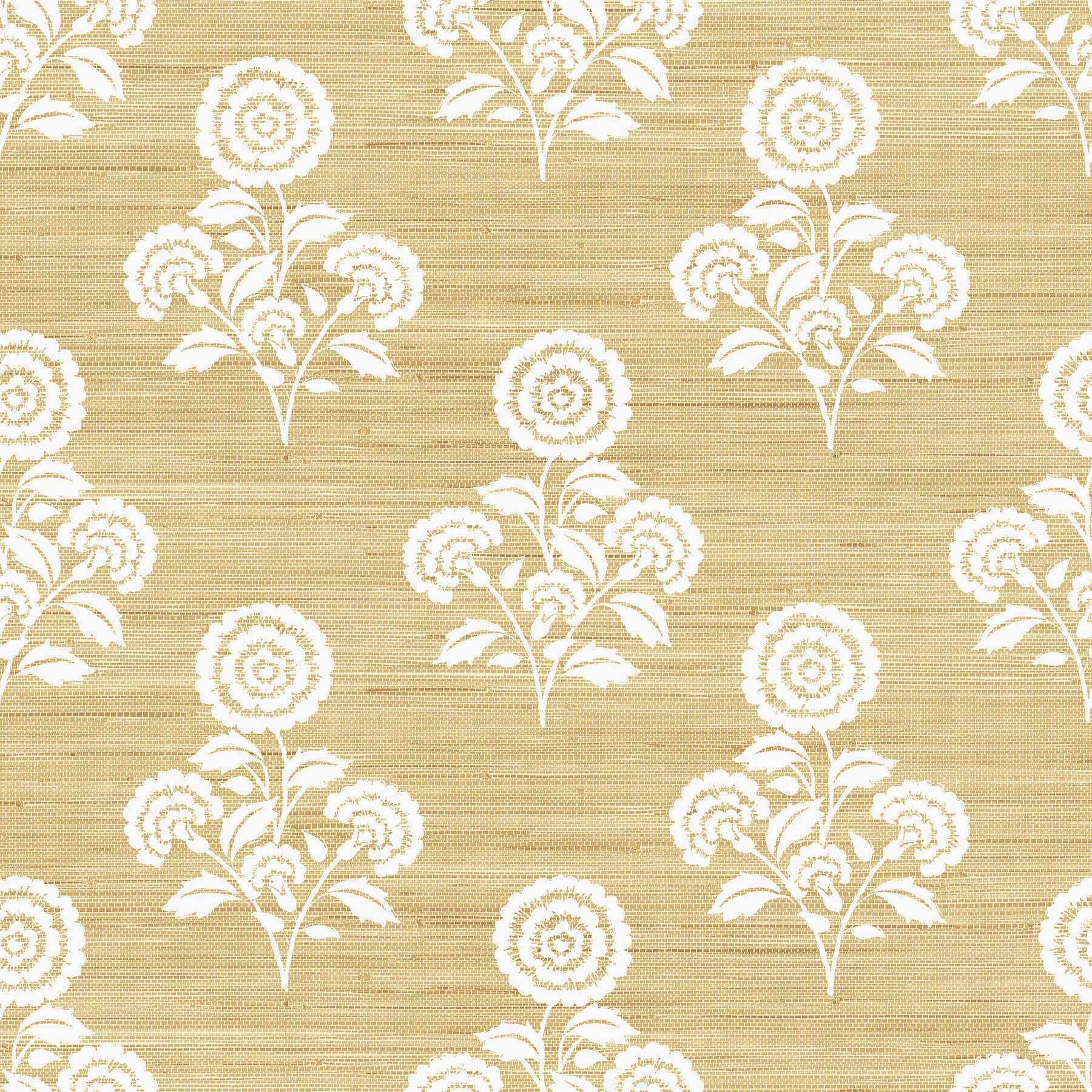 Flourish Block Print Wheat Faux Grasscloth Peel and Stick Wallpaper - York Wallcoverings - SSS6308