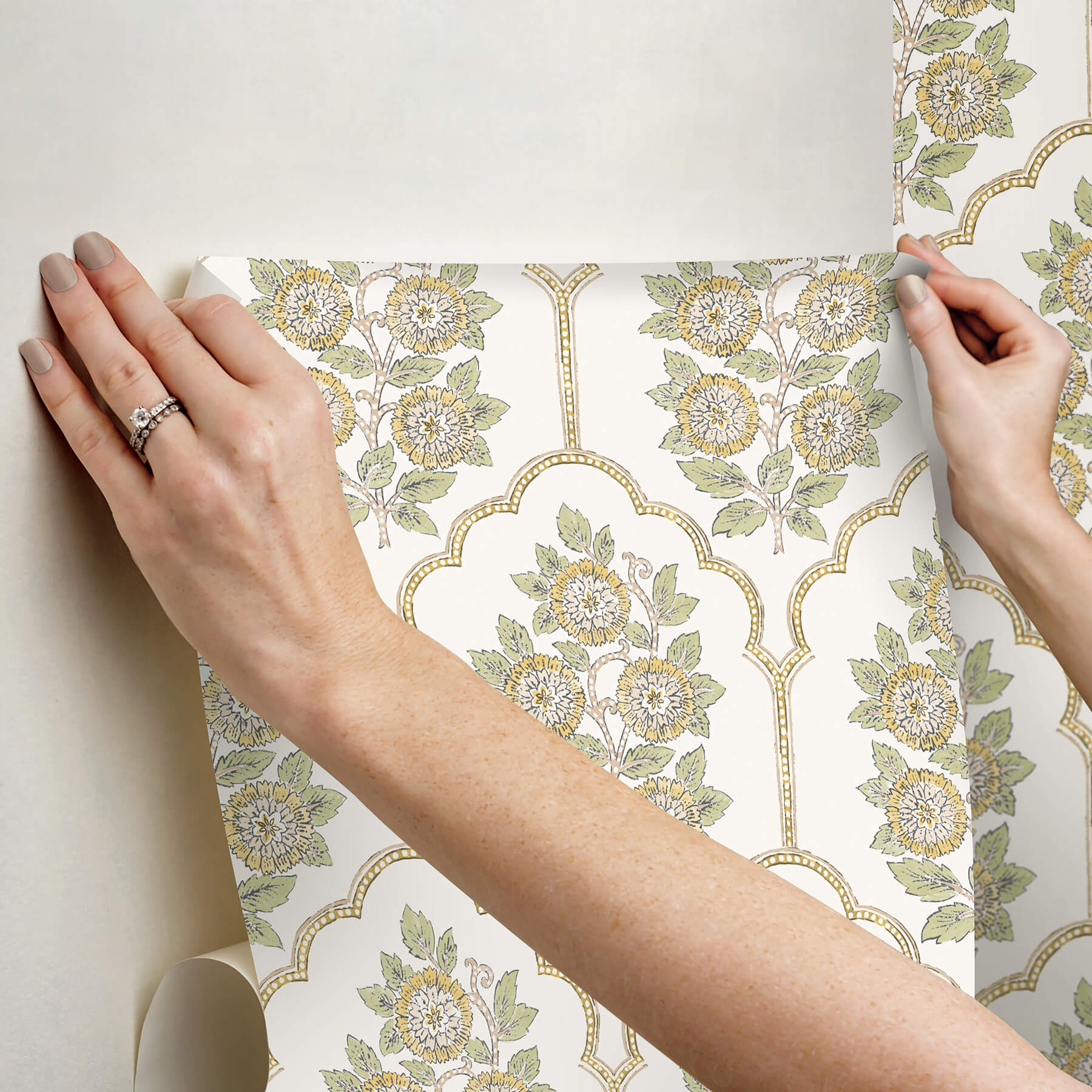 floral-bazaar-ochre-peel-and-stick-wallpaper-york-wallcoverings-sss6313 - York Wallcoverings Wallpaper