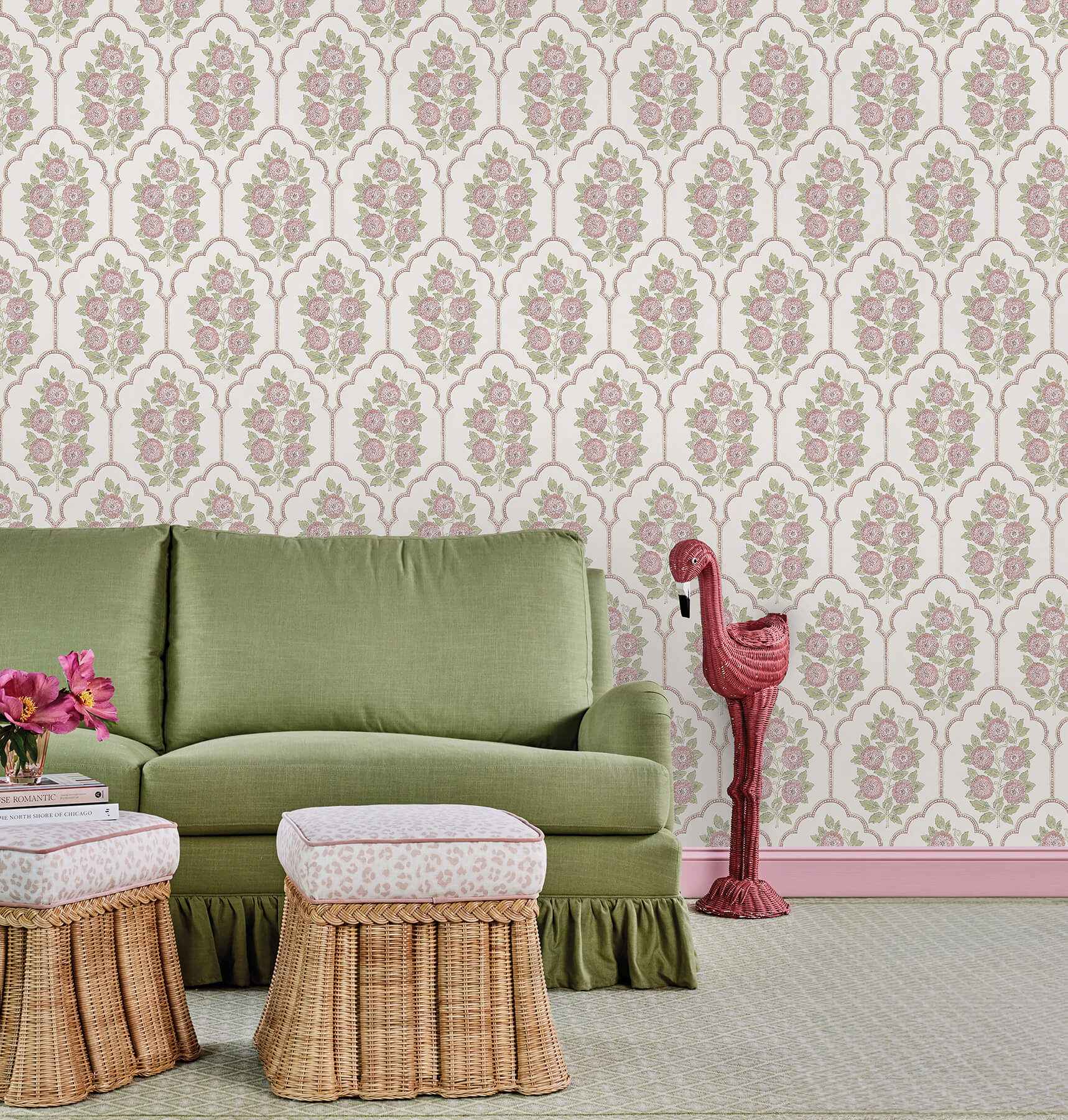 Floral Bazaar Rose Water Peel and Stick Wallpaper - York Wallcoverings - SSS6314 - York Wallcoverings Wallpaper