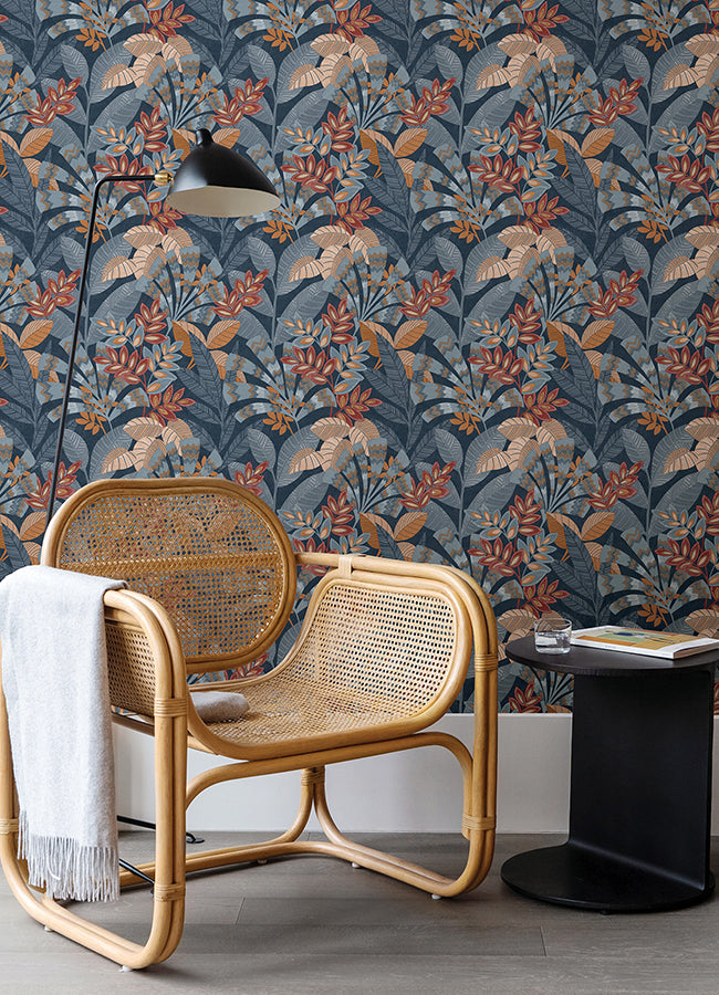 Yara Blue Peel and Stick Wallpaper - Brewster Wallcovering